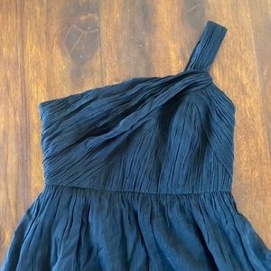 Jcrew black one shoulder dress in silk chiffon
